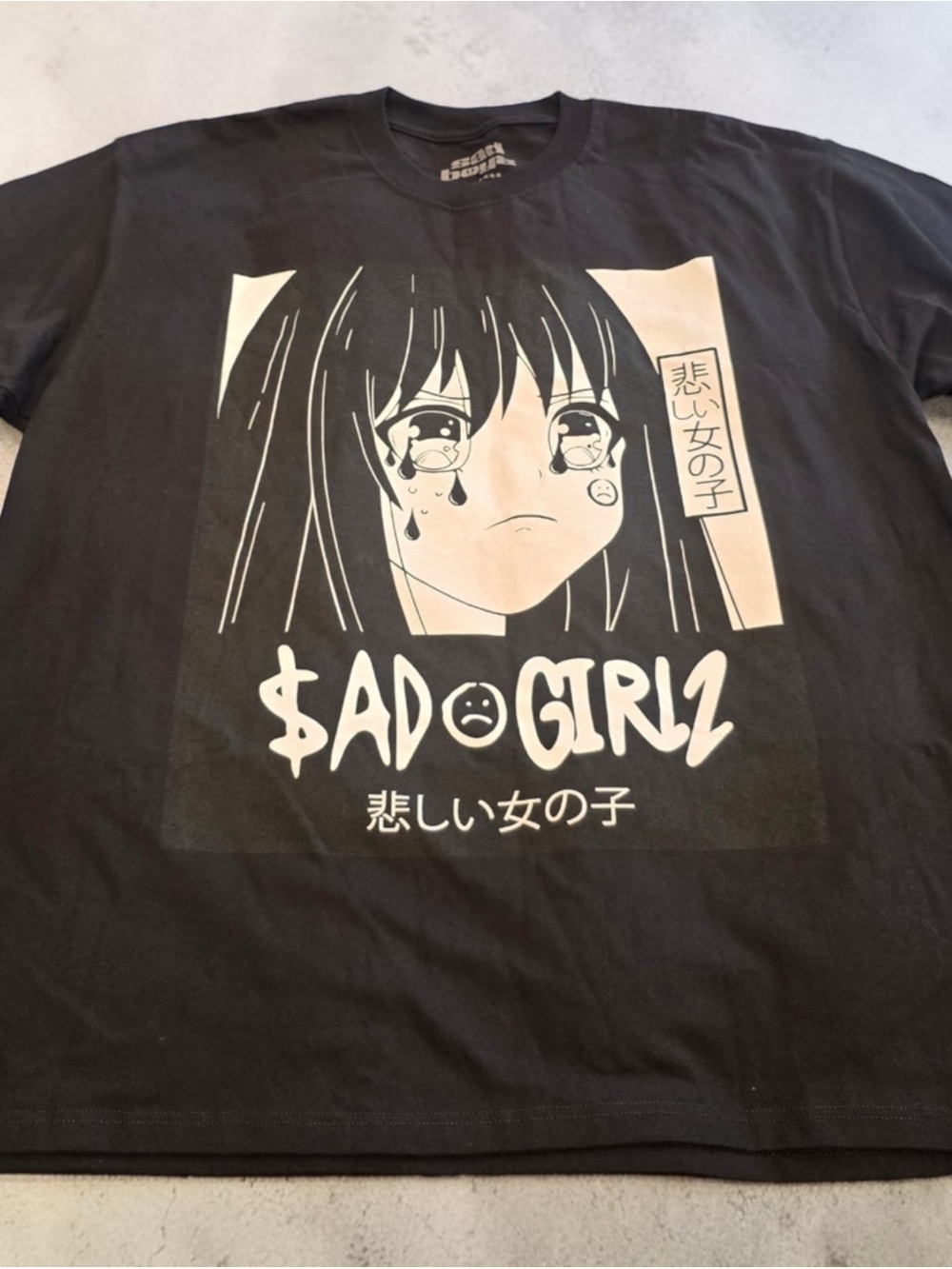Sad Boyz Sad Girlz Anime Graphic T-Shirt Black XL NWOT Made in USA